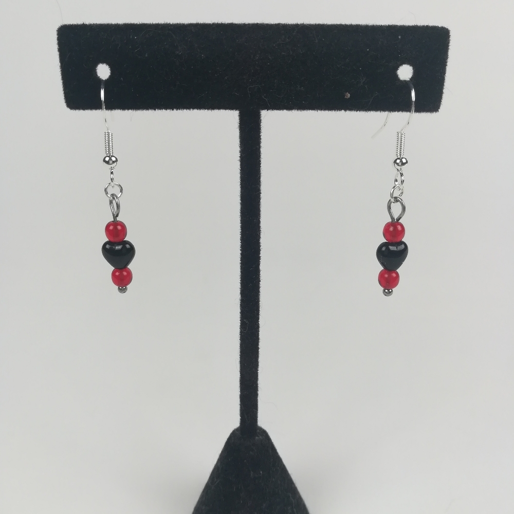 Black Heart Earrings Handmade Glass